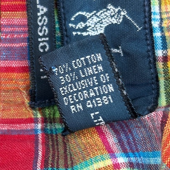 Ralph Lauren Classic Fit Red Plaid Line Blend Button Down Shirt Large Pony logo - Picture 5 of 8